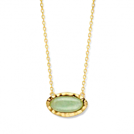 Collier Argent pendentif pierre ovale verte - Naiomy