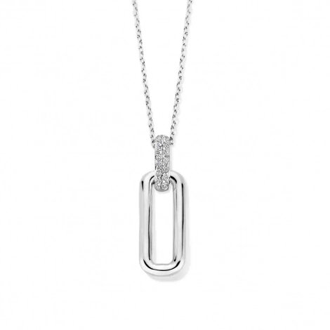 Collier Argent pendentif rectangle avec blire serti d'oxyde de zirconium - Naiomy
