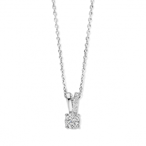 Collier Argent pendentif solitaire serti d'oxyde de zirconium - Naiomy  combiner