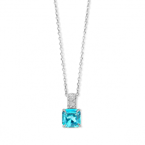Collier Argent pierre bleue et serti d'oxyde de zirconium - Naiomy