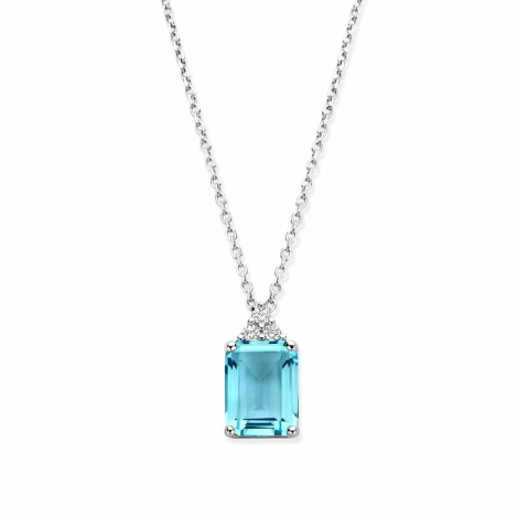 Collier Argent - pierre bleue claire et oxydes - Naiomy
