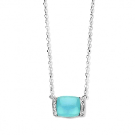 Collier Argent  pierre turquoise et oxyde de zirconium  - Naiomy 