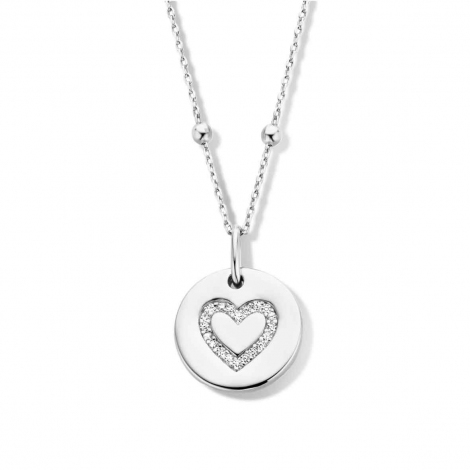 Collier Argent plaqu or - coeur serti de Zirconium - Naiomy