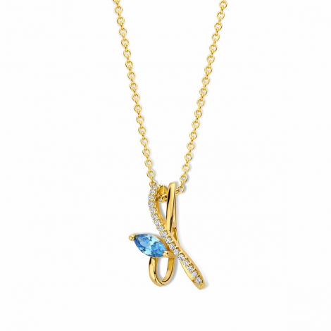 Collier argent plaqu or et oxydes bleu et blanc -Naiomy  combiner