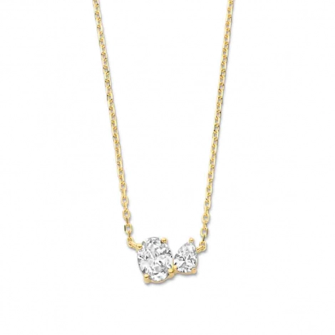 Collier argent - plaqu or et oxydes - Naiomy