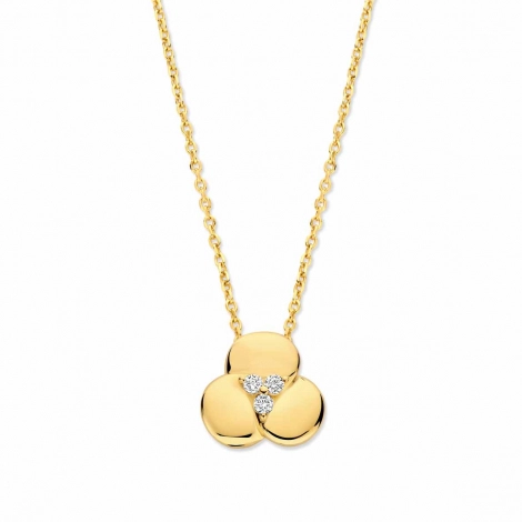 Collier argent plaqu or - fleur et oxydes - Naiomy