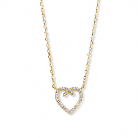Collier Argent plaqu or jaune avec pendentif en forme de cur et Zirconium - Naiomy
