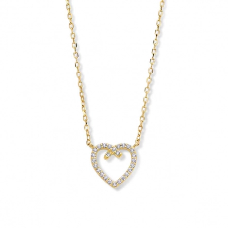 Collier Argent plaqu or jaune avec pendentif en forme de cur et Zirconium - Naiomy