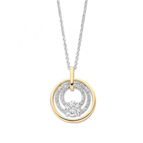 Collier argent plaqu or motif ajoure avec oxydes- Naiomy