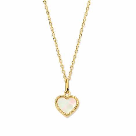 Collier argent - plaqu or - pendentif coeur nacre - Naiomy