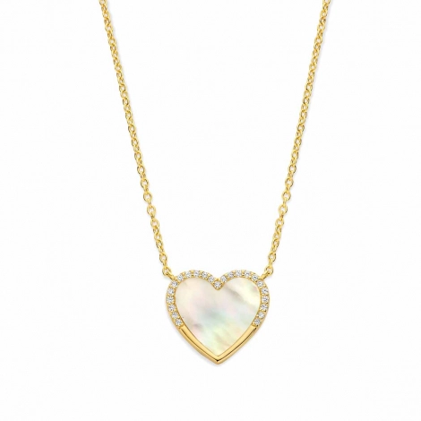 Collier argent - plaqu or - pendentif coeur nacre  -  Naiomy