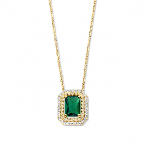 Collier argent - plaqu or pierre verte et oxydes - Naiomy  combiner