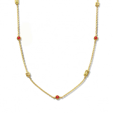 Collier Argent plaqu or - pierres de couleur - Naiomy