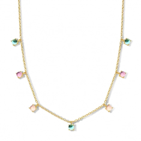Collier Argent plaqu or - pierres de couleurs - Naiomy