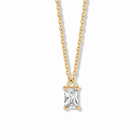 Collier Argent plaqu or serti de Zirconium - Naiomy