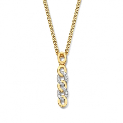Collier Argent plaqu or - serti de Zirconium - Naiomy