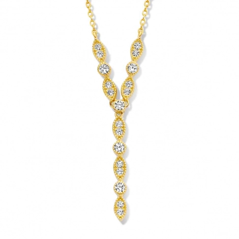 Collier Argent plaqu or serti de Zirconium - Naiomy