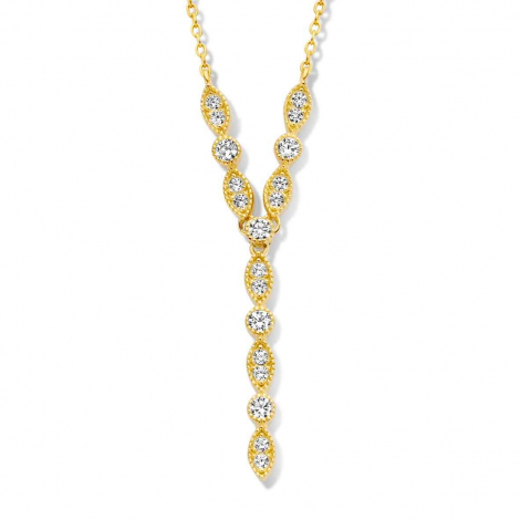 Collier Argent plaqu or serti de Zirconium - Naiomy  combiner