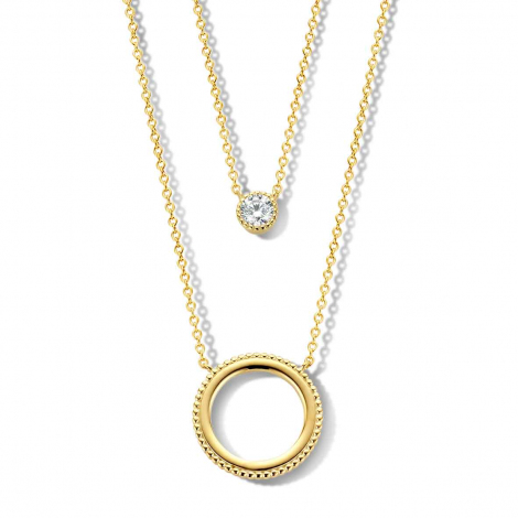 Collier Argent plaqu or serti de Zirconium - Naiomy