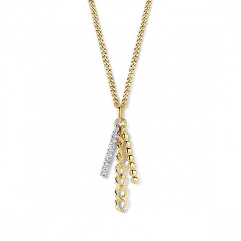 Collier Argent plaqu or - serti de Zirconium - Naiomy