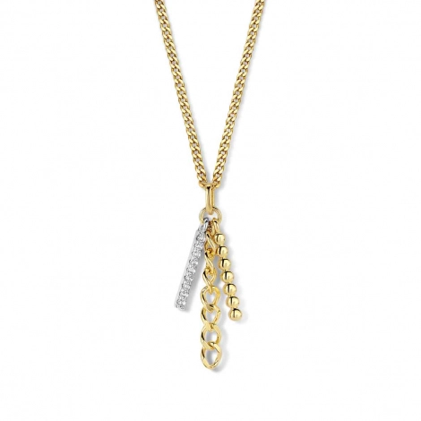 Collier Argent plaqu or - serti de Zirconium - Naiomy