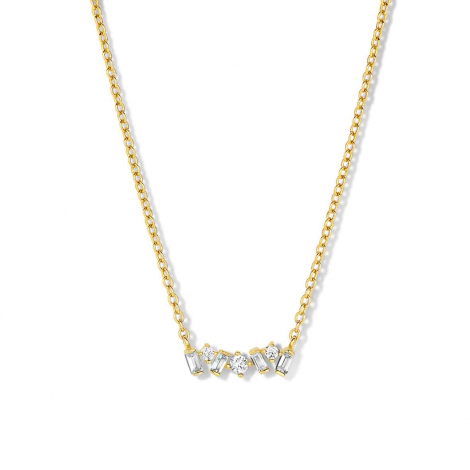 Collier Argent plaqu or serti de Zirconium - Naiomy