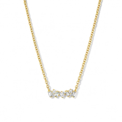 Collier Argent plaqu or serti de Zirconium - Naiomy