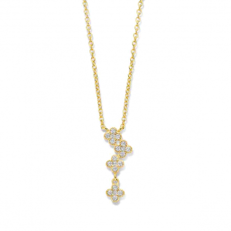 Collier Argent quatre motifs floraux serti d'oxyde de zirconium - Naiomy