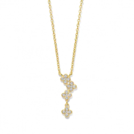 Collier Argent quatre motifs floraux serti d'oxyde de zirconium - Naiomy