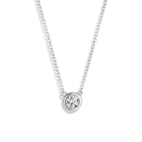 Collier Argent serti clos serti de Zirconium - Naiomy