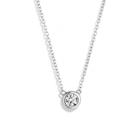 Collier Argent serti clos serti de Zirconium - Naiomy