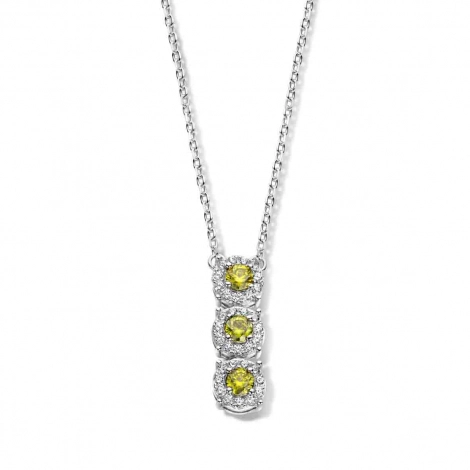 Collier Argent serti d'oxydes vert et blanc - Naiomy
