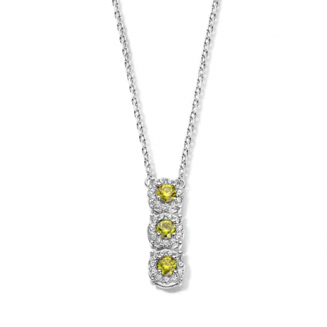 Collier Argent serti d'oxydes vert et blanc - Naiomy  combiner