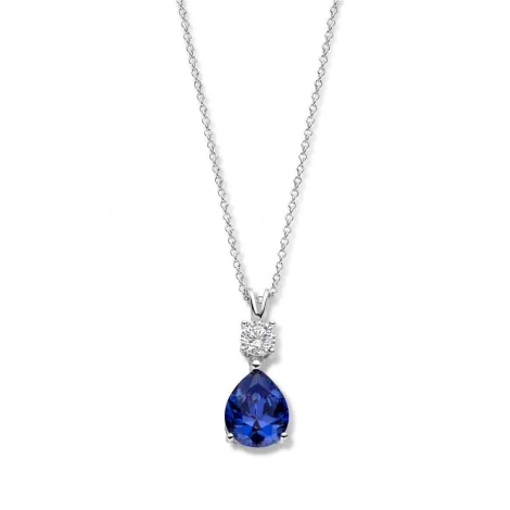 Collier Argent tanzanite synthtique poire - oxyde de zirconium - Naiomy