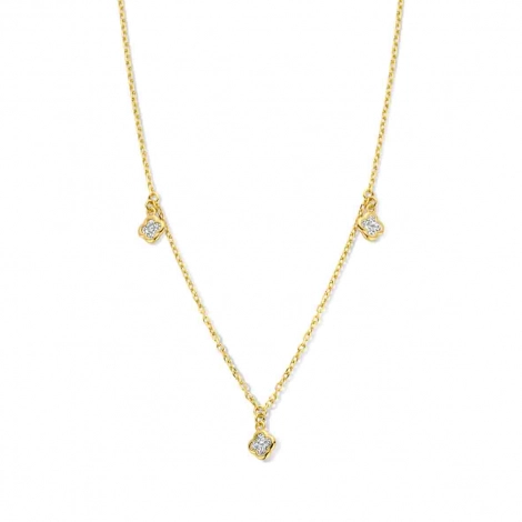 Collier Argent trois motifs floraux serti d'oxyde de zirconium - Naiomy