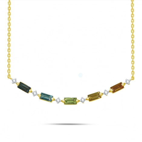 Collier Citrine- Peridot - hessonite - Topaze 