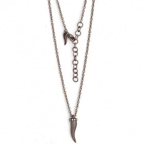 Collier corne Mano J en titane serti de diamants blancs