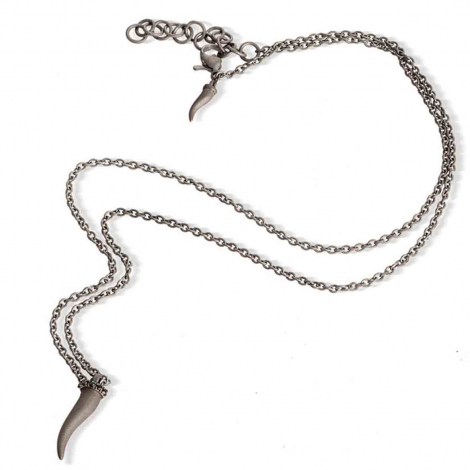 Collier corne Mano J en titane serti de diamants noirs