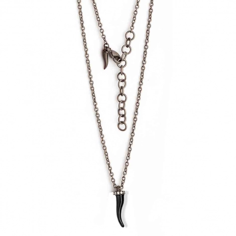 Collier corne noire Mano J en titane serti de diamants blancs