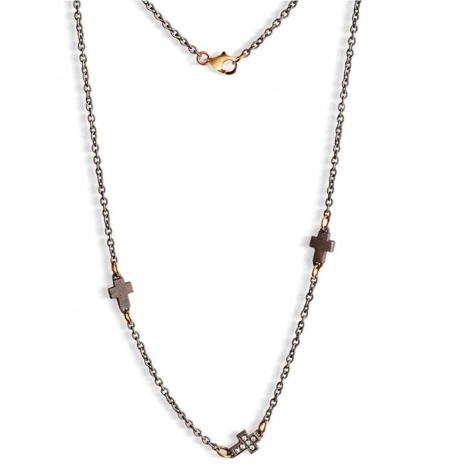 Collier Croix Mano J - diamants - Titane