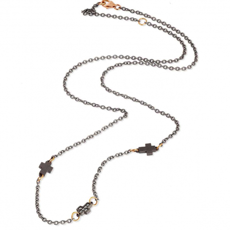 Collier Croix Mano J - diamants - Titane