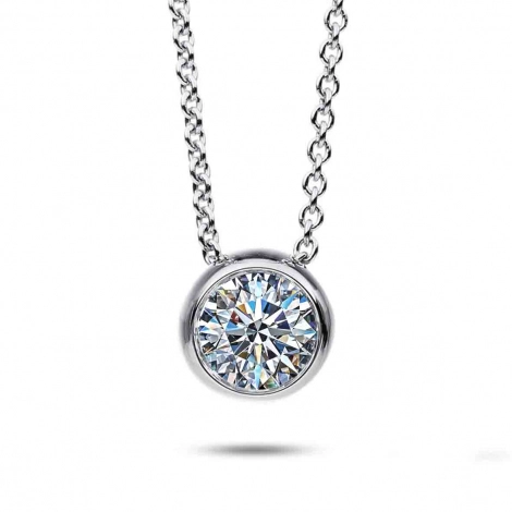Collier Diamant Solitaire - 0.50 ct -Serti Clos