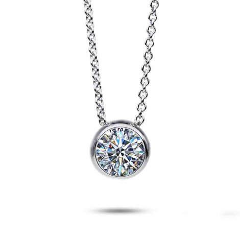 Collier Diamant Solitaire -Serti Clos � combiner