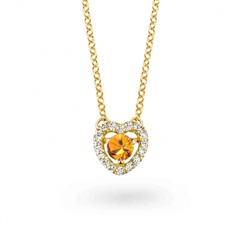 Collier diamants et saphir orange - One More