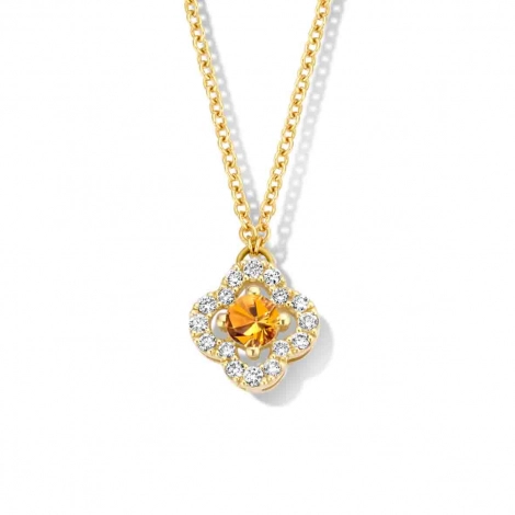 Collier diamants et saphir orange - One More