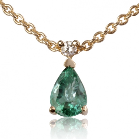 Collier Emeraude 0.40 ct serti d'un diamant