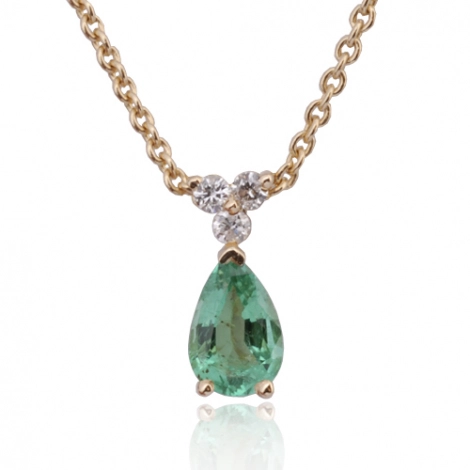 Collier meraude 0.40 ct serti de 3 diamants 0.03 ct