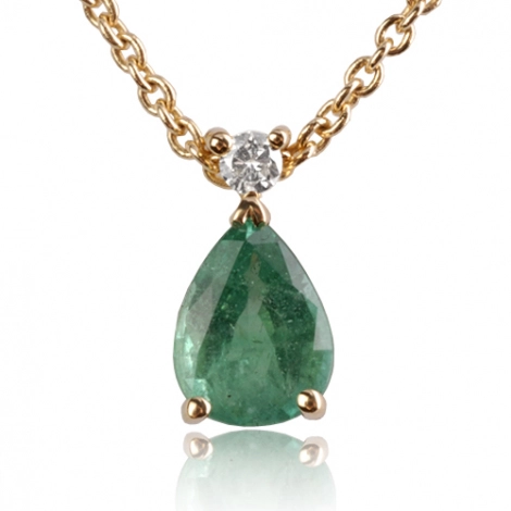 Collier Emeraude 0.80 ct serti d'un diamant
