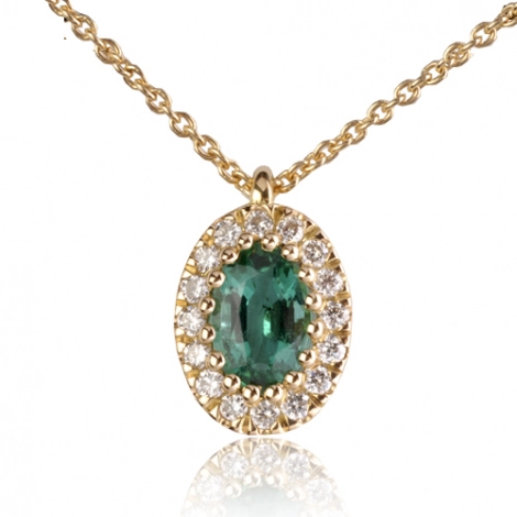 Collier Emeraude 0.85 ct serti de 0.16 ct de diamants