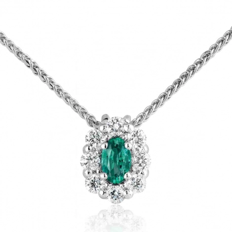 Collier Emeraude entour de diamants